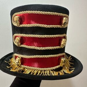 Black and Red Top Hat with Gold Accents